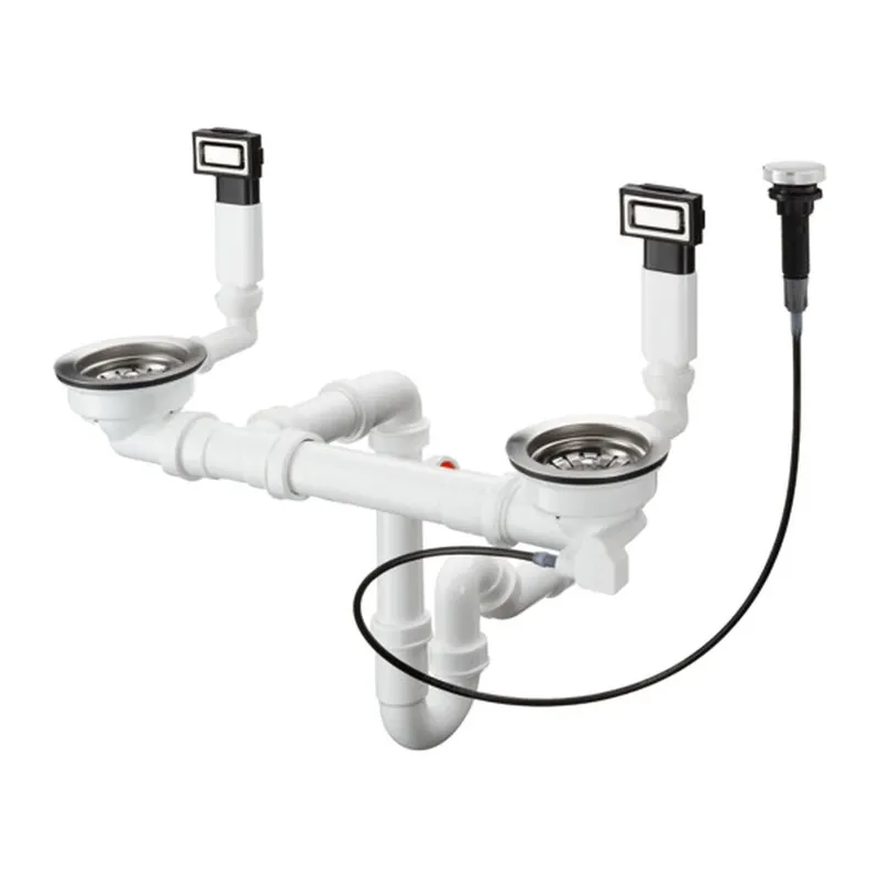 Hansgrohe D15, automatikus lefolyó és túlfolyó készlet dupla mosogatóhoz, rozsdamentes acél, HAN-43932800 - Prémium