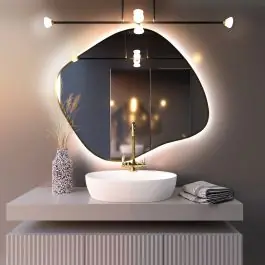Szuper akció - Baltica Design Bright Stain III tükör 80x70 cm világítással arany 5904107920573