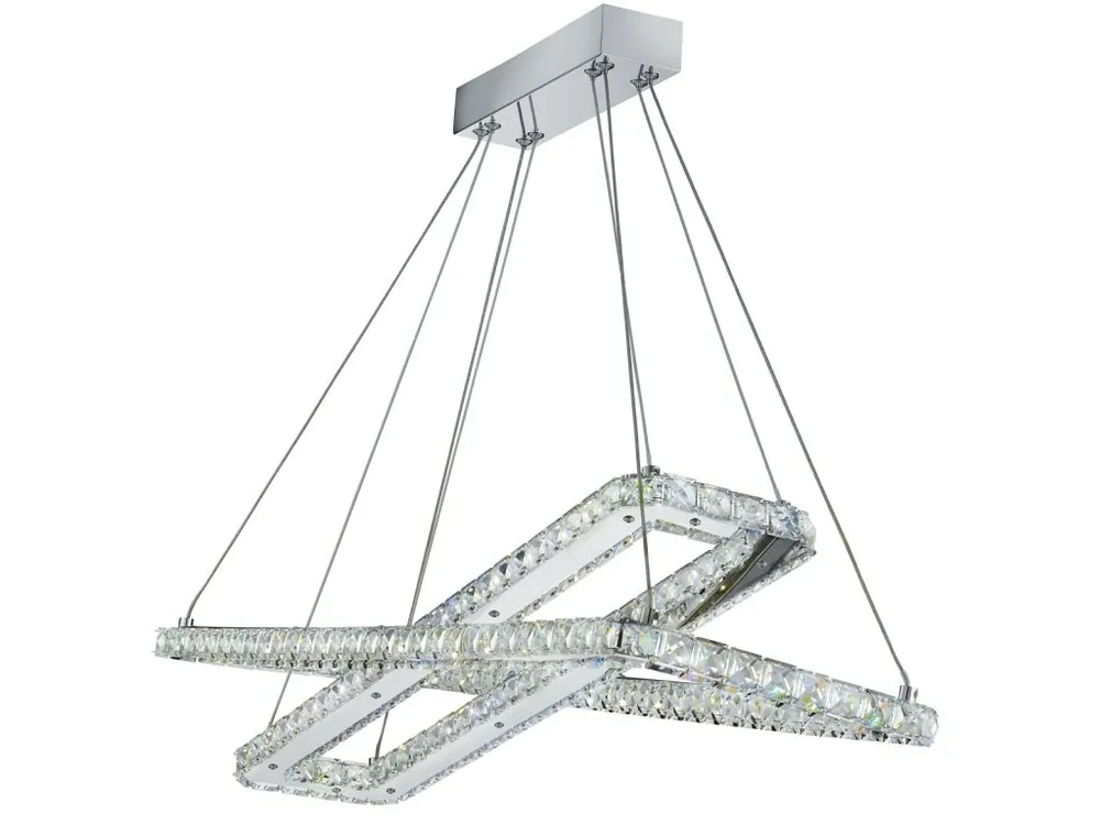7123CC searchlight CLOVER,2 x LED RECTANGLE FRAME CEILING , CHROME, CLEAR CRYSTAL TRIM - Akció